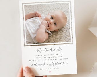 Will You Be My Godmother or Godfather Card Template, Printable God Mother or God Father Proposal Card with Photo (Digital Download)