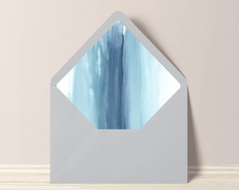 Druckbare Umschlag Liner - Blaue Aquarell Umschlag Liner Digitaler Download - DIY Hochzeitseinladung Umschlag Liner - Strand Hochzeit Tropisch