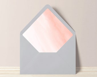 Printable Envelope Liner - Coral Watercolor Envelope Liner Digital Download - DIY Wedding Invitation Envelope Liner - Pink Ombre Watercolor