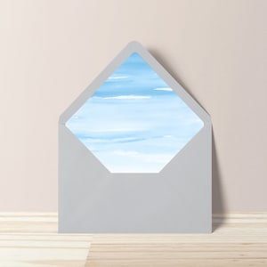 Blue Beach Watercolor Envelope Liner: A7 Euro Flap (Digital Download)