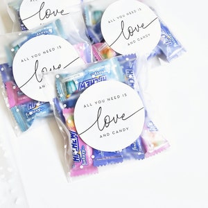 Wedding Candy Favor Bags and Stickers Love & Candy EMPTY Polka Dot Frosted Clear Bags with Stickers DIY Wedding Favor Bags image 1