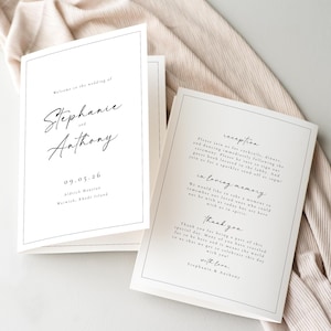 Gefaltetes Hochzeitsprogramm: DIY Druckvorlage für die Hochzeitszeremonie (Digitaler Download) Stephanie