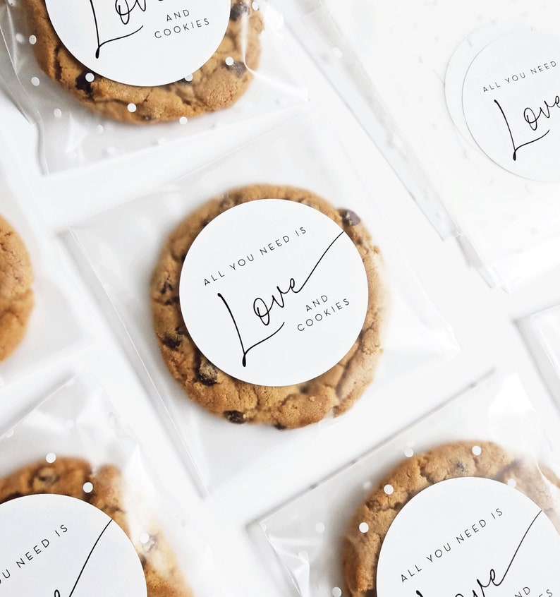 Wedding Cookie Favor Bags and Stickers, All You Need is Love and Cookies Wedding Favors, EMPTY Bags, DIY Wedding Favor image 4