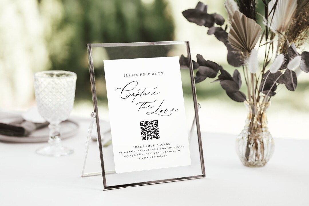 Capture the Love Wedding Sign - Printable, QR Code Photo Sign ...