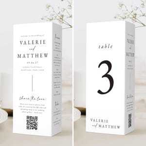 Printable Wedding Table Number and Menu Template: Minimalist Black Calligraphy (Digital Download)
