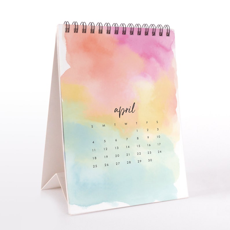2021 Watercolor Desk Calendar Floral Desktop Calendar Etsy