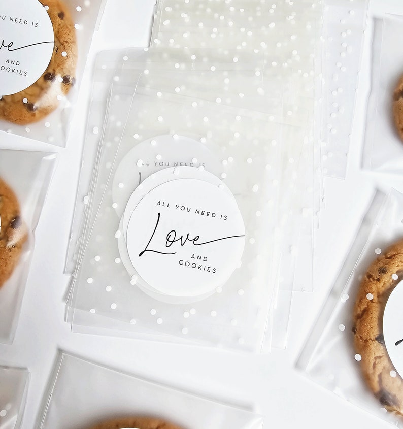 Wedding Cookie Favor Bags and Stickers, All You Need is Love and Cookies Wedding Favors, EMPTY Bags, DIY Wedding Favor image 2