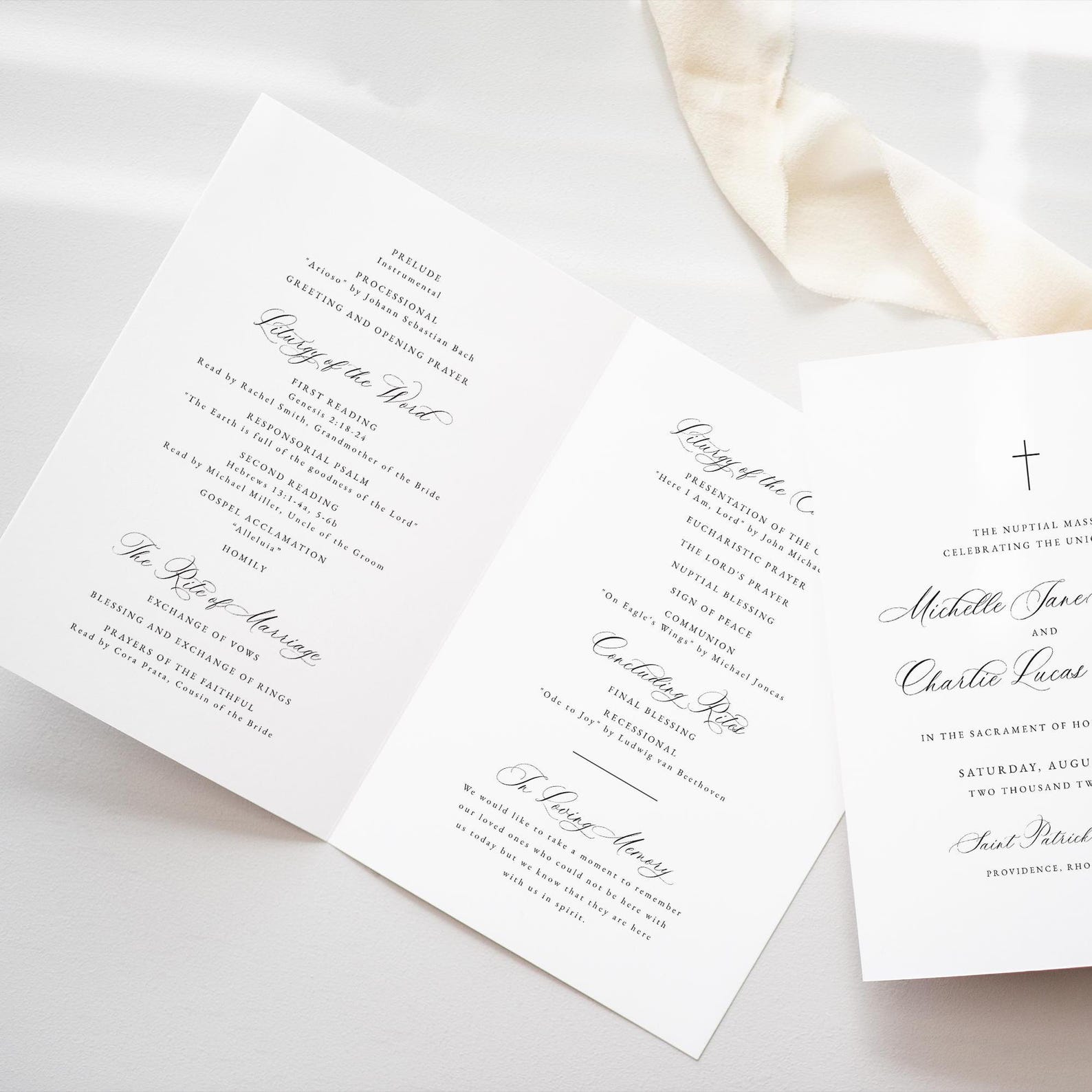 Printable Catholic Wedding Program Template: Folded Mass Ceremony ...