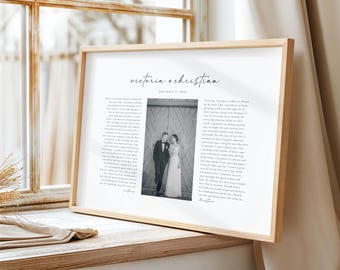 Plantilla de votos matrimoniales, imprimible, regalo de aniversario para recién casados, descarga instantánea de arte mural de votos, recuerdo fotográfico de votos - Victoria