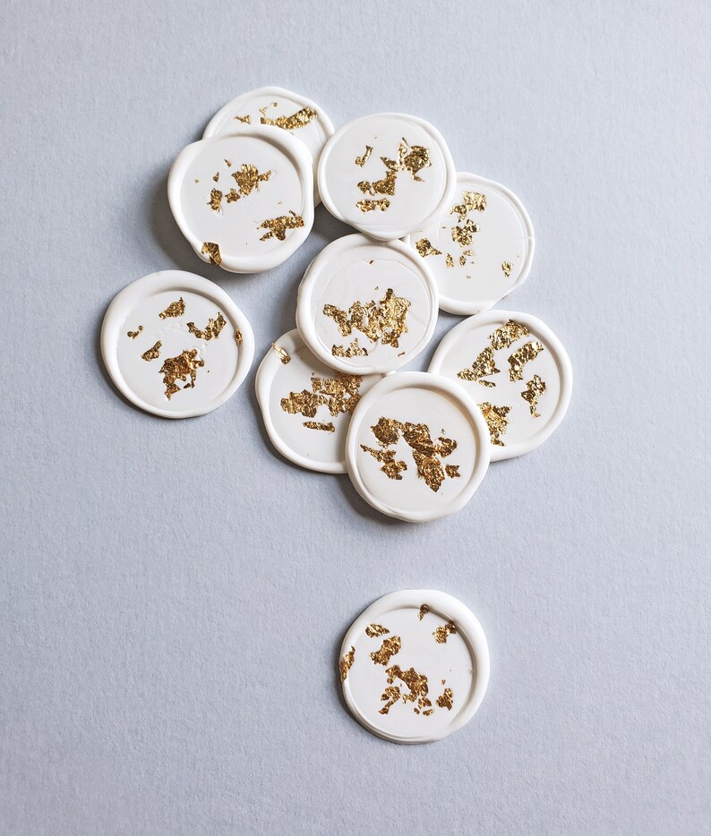 Wedding Wax Seals With Gold Foil Flakes White Wedding Etsy