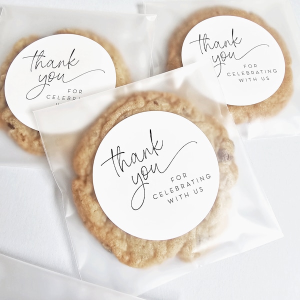 Wedding Cookie Favor Bags and Stickers - Wedding Favors - EMPTY Frosted Clear Wedding Favor Bags with Printed Labels - DIY Wedding Favor