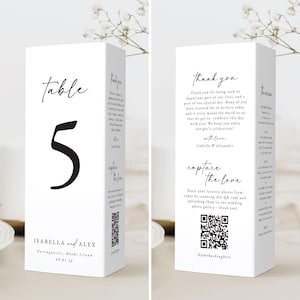 Minimalist Wedding Table Number Menu: Trifold Template (Digital Download)