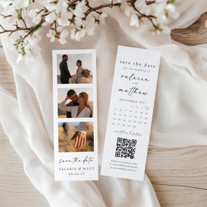 Photo Strip Save The Date - Printable Wedding Photo Save The Date Template, Unique Photo Booth Save The Date with Calendar - Valerie