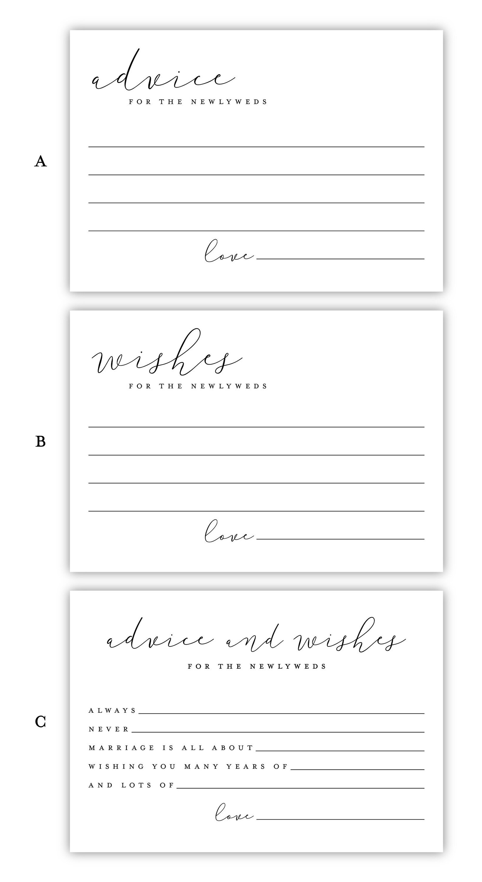 Wedding Advice Cards Modern Guest Book Idea for Wedding Etsy