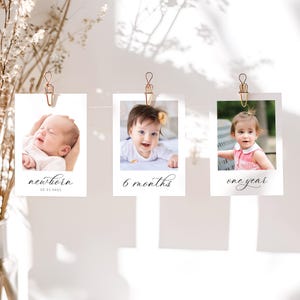 Bannière photo premier anniversaire, modèle de bannière imprimable pour le 1er anniversaire de bébé, jolies cartes-photos de fête d'anniversaire, téléchargement immédiat