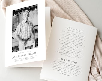 Minimalist Funeral Program Template, Folded Celebration of Life Program with Photos (Printable Digital Download, FP11)