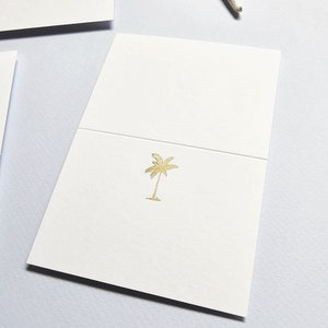 Wedding Escort Cards / Place Cards, Folded Gold or Silver Foil Tropical Destination Wedding Place Cards Starfish, Anchor, Palm Tree 画像 3