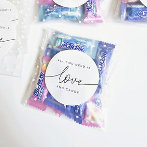 Wedding Candy Favor Bags and Stickers Love & Candy EMPTY Polka Dot Frosted Clear Bags with Stickers DIY Wedding Favor Bags image 3