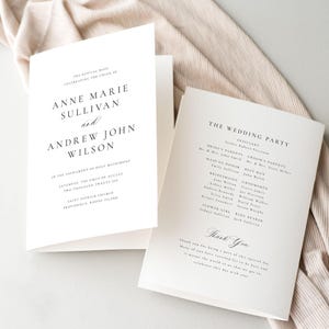 印刷可能なカトリックの結婚式プログラム テンプレート - 折り畳み式カトリックのミサ結婚式セレモニー プログラム - Anne Marie