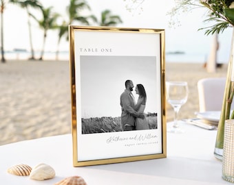 Photo Wedding Table Number Template, Printable Table Seating Card (5x7 Digital Download)