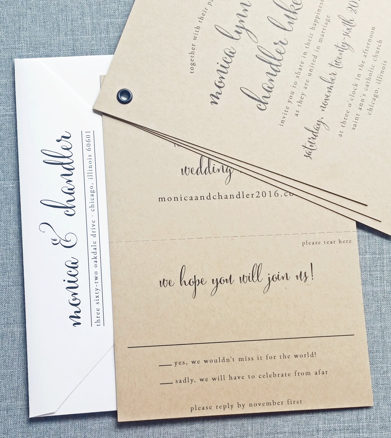 Monica Kraft Booklet Wedding Invitation Sample Black Etsy