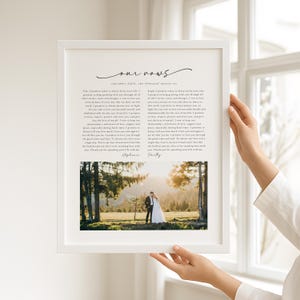 Modelo de Votos de Casamento - Votos Dele e Dela para Imprimir | Presente de Aniversário, Arte de Parede para Votos para Download Instantâneo, Lembrança de Votos com Foto - Stephanie