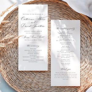 Plantilla de programa de boda minimalista: programa editable y breve, Catherine