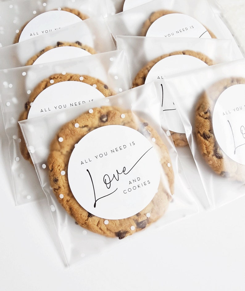 Wedding Cookie Favor Bags and Stickers, All You Need is Love and Cookies Wedding Favors, EMPTY Bags, DIY Wedding Favor image 1
