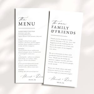 "Gedrucktes Hochzeitsmenü und Danksagungs-Karte - moderne Kalligraphie, Hochzeits-Empfangsmenü (Gedruckt + Versendet)"
