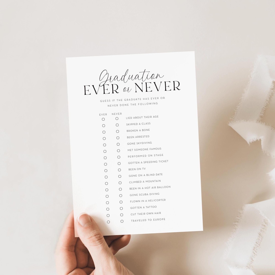 Graduation 'ever or Never' Game: Printable Party Activity (digital ...