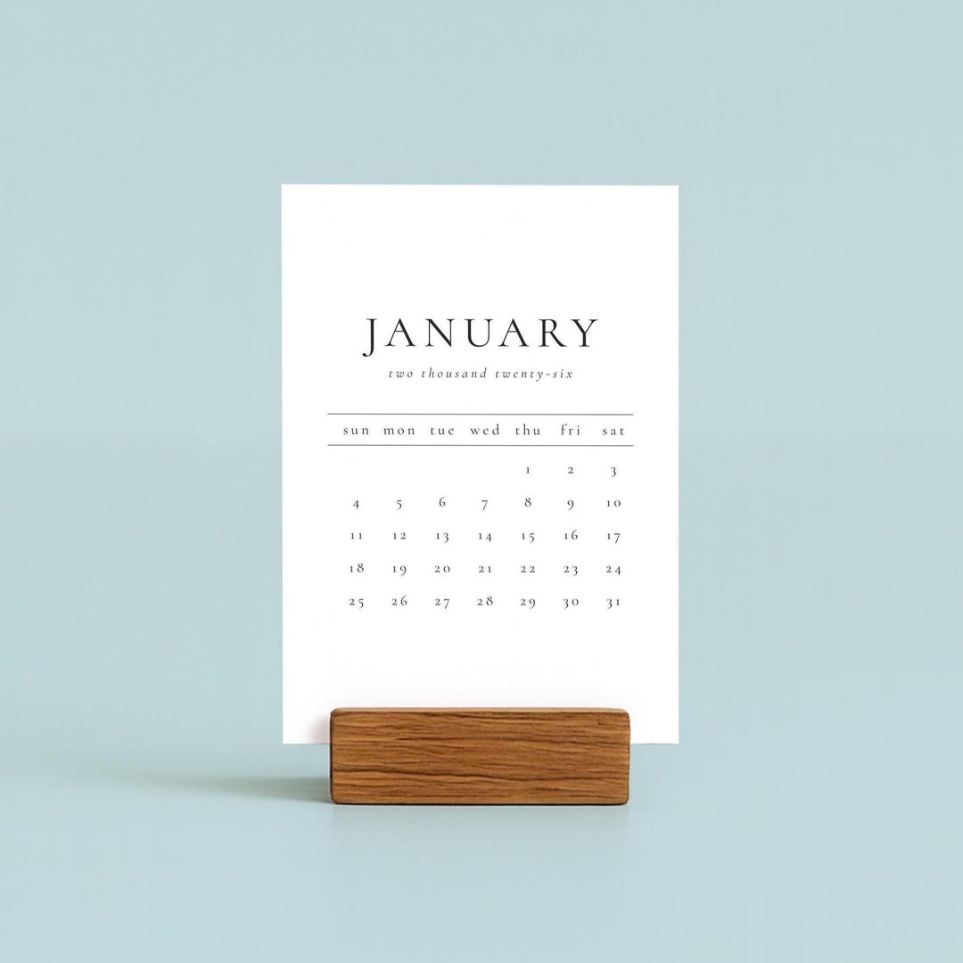 Printable 2026 Desk Calendar: Black and White Minimalist Calendar ...