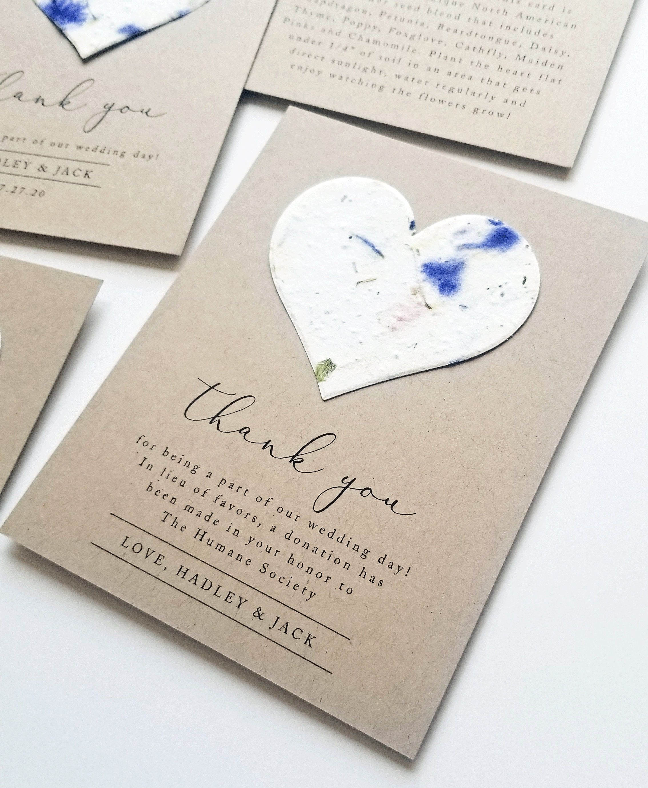 Wedding Favor Cards or Charity Donation Cards Plantable Etsy