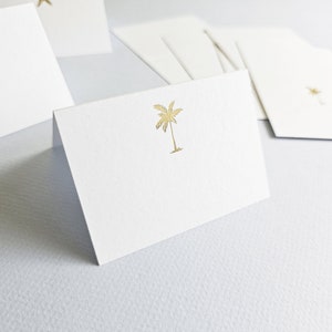 Wedding Escort Cards / Place Cards, Folded Gold or Silver Foil Tropical Destination Wedding Place Cards Starfish, Anchor, Palm Tree 画像 5