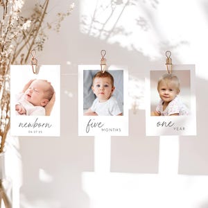 Bannière photo premier anniversaire, modèle de bannière imprimable pour le 1er anniversaire de bébé, jolies cartes-photos de fête d'anniversaire, téléchargement immédiat