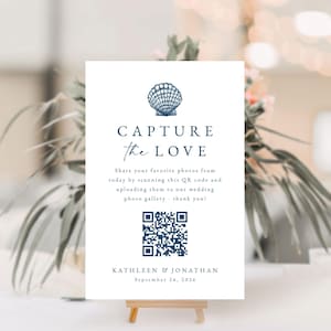 Tarjeta de boda "Captura el Amor" - Tarjeta imprimible con código QR, Álbum de fotos "Comparte el Amor" de Blue Shell Beach, Descarga instantánea - Kathleen