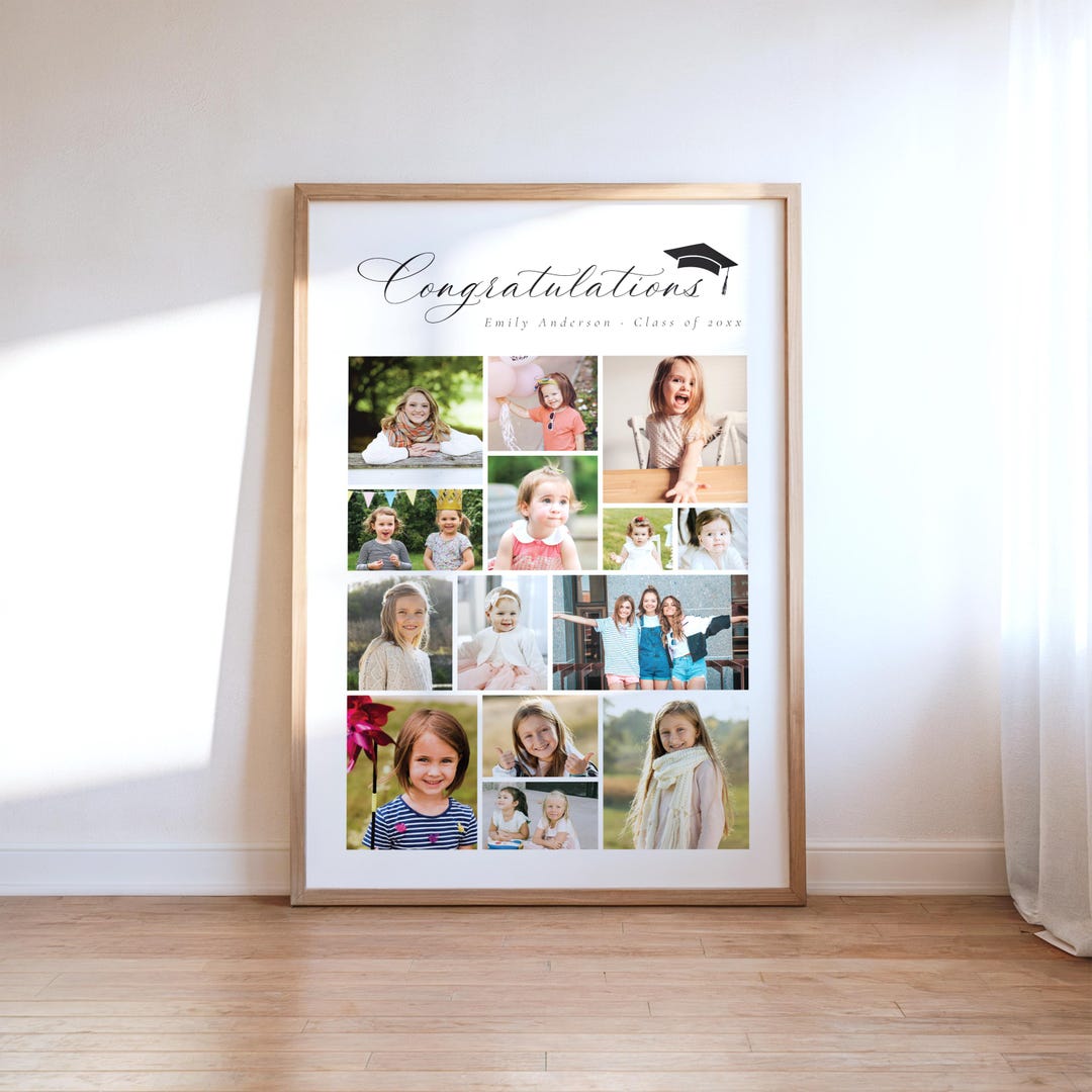 Grad Picture Collage Graduation Party Sign Template, Printable Grad Party Welcome Sign With ...