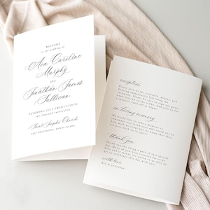 Elegant Script Folded Wedding Program Template (DIY Instant Download) Ava