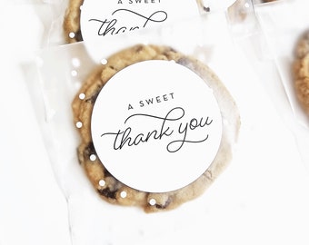 Wedding Cookie Favor Bags and Stickers - A Sweet Thank You - EMPTY Polka Dot Frosted Clear Bags with Thank You Stickers - DIY Favor Bags