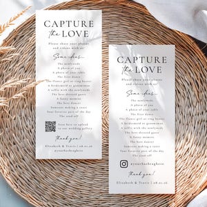 Printable Capture the Love Wedding Photo Card Template, Reception Share the Love Card