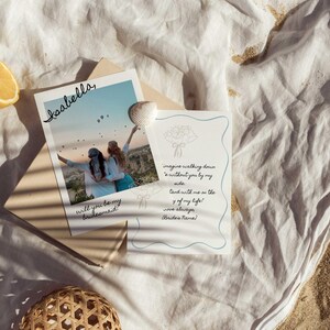 Photo Bridesmaid Proposal Editable Canva Template, Will You Be My Bridesmaid And Maid Of Honor Card, Editable & Printable Proposal Card,
