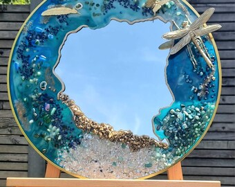 Handmade Decorative Mirror with Natural Stones - Luxury Gemstone Home Decor.