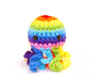 Rainbow Mini Octopus Amigurumi Plushie Stuffed Animal