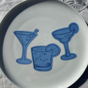 Segnaposto per cocktail personalizzati, segnaposto blu, biglietto da visita, nomi degli ospiti, biglietto da matrimonio, biglietto da festa, biglietto di compleanno
