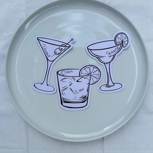 Segnaposto cocktail personalizzati: segnaposto in bianco e nero, biglietto da visita, nomi degli ospiti, biglietto di matrimonio, biglietto per feste, biglietto di compleanno