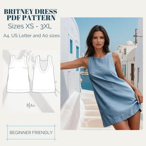 Mini Dress Sewing Pattern: Beginner Friendly Summer Dress (Digital Download)
