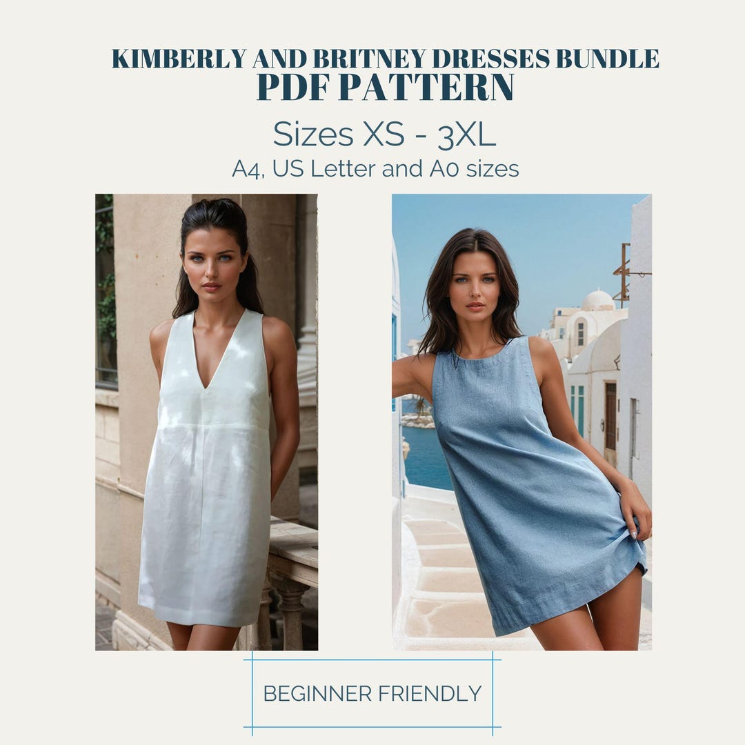 Woman's Linen Dress Sewing Pattern Bundle: Beginner Friendly (XS-XXXL ...