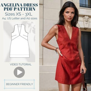 Modello di cucito per miniabito: adatto ai principianti, XS-XXXL (PDF digitale)