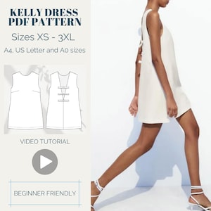 Mini Dress Sewing Pattern: Bow Detail, Beginner Friendly (XS-XXXL) (PDF Pattern)
