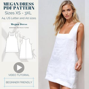 Mini Dress Pattern, Woman Digital Sewing Pattern, Instant Download, XS-XXXL, Beginner Friendly, Pdf Pattern, Summer Dress Pattern, Easy!
