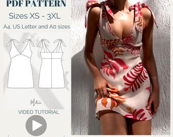 Bailey Mini Dress Pattern + Video Tutorial,Woman Digital Sewing Pattern, Instant Download, XS-XXXL, Beginner Friendly, Summer Dress Pattern.